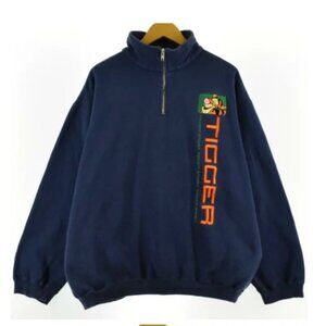 Mens/Unisex Vintage Winnie The Pooh Tigger Spellout Blue Crewneck L